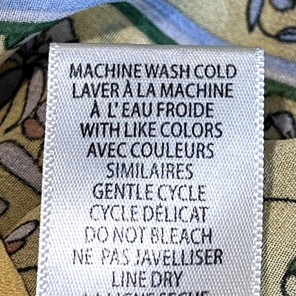 Max Studio Floral Mini Dress Yellow Size S Chiffon Long Sleeve Ruffles V-Neck - Picture 13 of 14